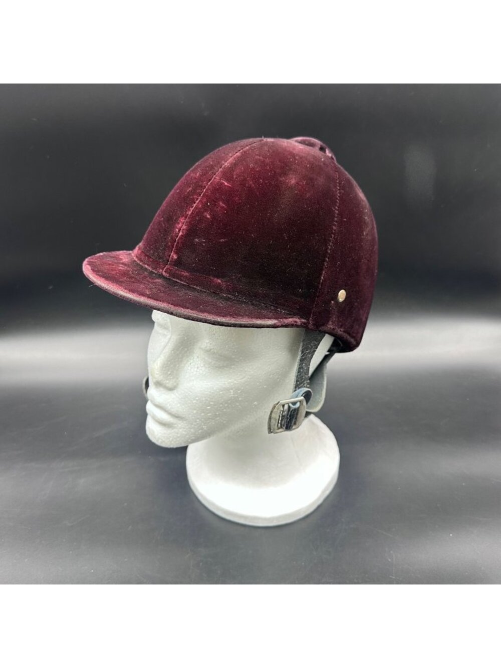 Vintage Velvet Horse Riding Helmet Darby Korea 80s Equestrian Hat Decor Purple
